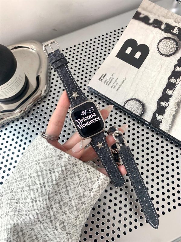 بند اپل واچ شنل Chanel زنجیر کارتیر 2 دور سایز 42/44/45/49