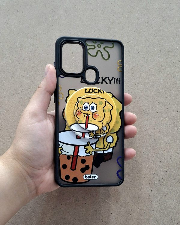 کاور باب اسفنجی Sponge Bob مگ سیف به همراه پاپ سوکت مگنتی مناسب برای گوشی موبایل سامسونگ A21s Samsung-A21s