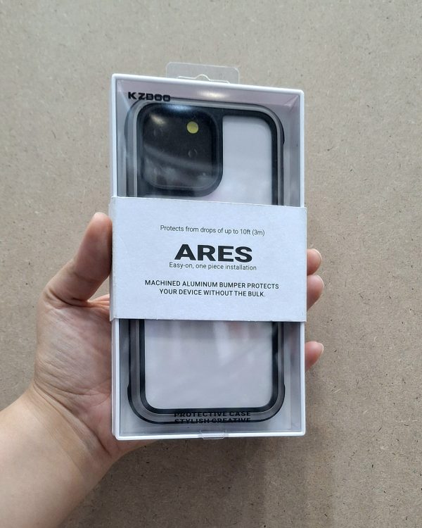 کاور گوشی موبایل آیفون 15 پرومکس iPhone15Promax کی دو مدل آرس KZDOO / K-DOO - ARES شفاف دور رنگی رنگ تیتانیوم Titanium