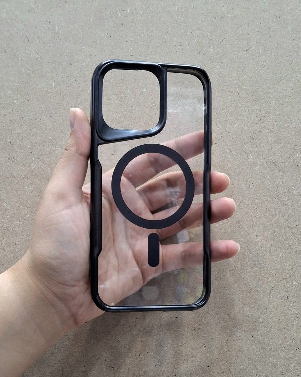 کاور New Zone شفاف دور رنگی مگ سیف Mag Safe رنگ مشکی مناسب برای گوشی موبایل آیفون 15 پرومکس iPhone15Promax