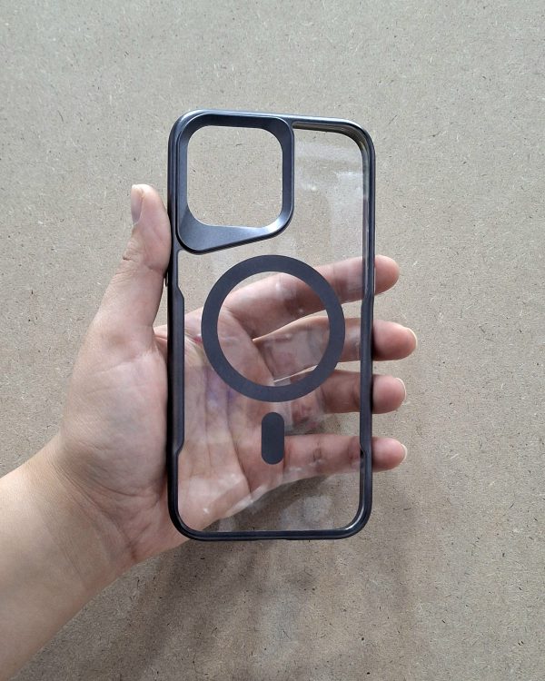 کاور New Zone شفاف دور رنگی مگ سیف Mag Safe رنگ طوسی مناسب برای گوشی موبایل آیفون 15 پرومکس iPhone15Promax
