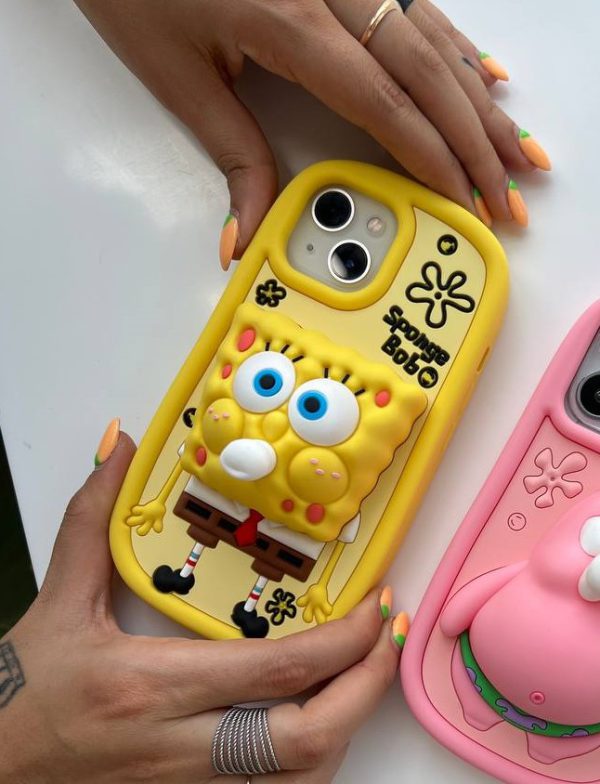 کاور باب اسفنجی Sponge Bob بادکنکی سیلیکونی مناسب برای گوشی موبایل آیفون 14 پرومکس و 15 پرومکس iPhone15Promax iPhone14Promax