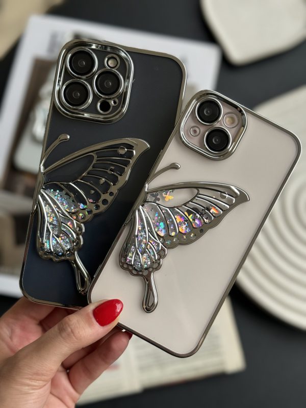 کاور گوشی موبایل آیفون 15 پرو iPhone15Pro- طرح پروانه Butterfly اکلیلی آکواریومی با گلس محافظ لنز