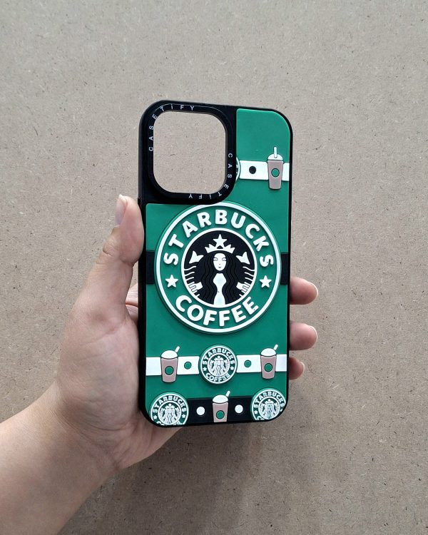 کاور استارباکس Starbucks با طرح سیلیکونی برجسته مناسب برای گوشی موبایل آیفون 14 پرومکس iPhone14Promax