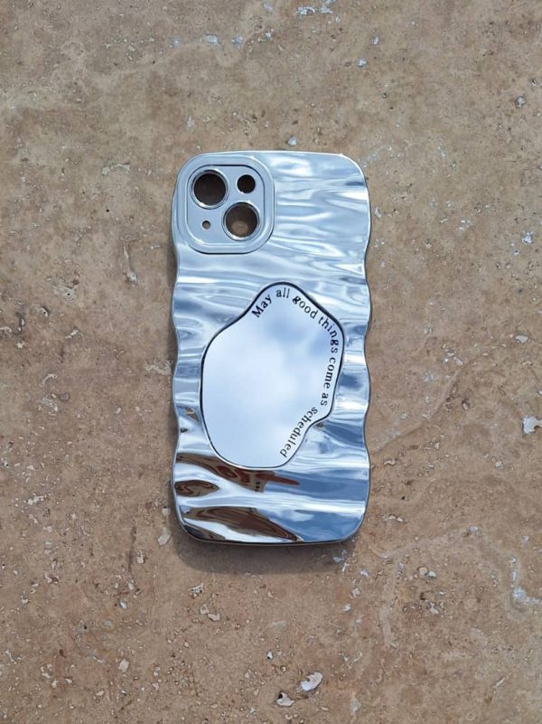 کاور گوشی موبایل آیفون 15 پرو iPhone15Pro- طرح موج نقره ای Silver Wave کرومی آینه ای