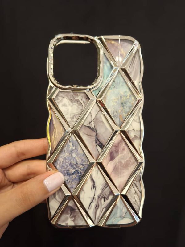 کاور الماس نقره ای Silver Diamond با برگه طرح سنگی مناسب برای گوشی موبایل آیفون 15 پرومکس iPhone15Promax