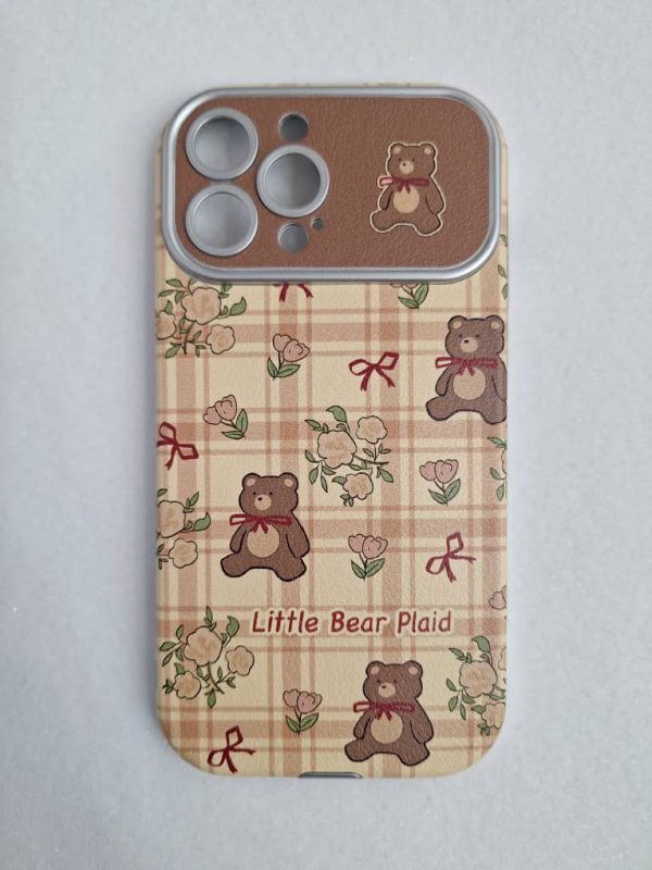 کاور خرس پاپیونی Little Bear Plaid طرح چرمی مناسب برای گوشی موبایل آیفون 15 پرو iPhone15Pro-
