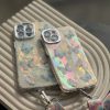 کاور رویای پروانه Butterfly Dream ماربل صدفی با گلس محافظ لنز شاینی اکلیلی مناسب برای گوشی موبایل آیفون 15 پرومکس iPhone15Promax