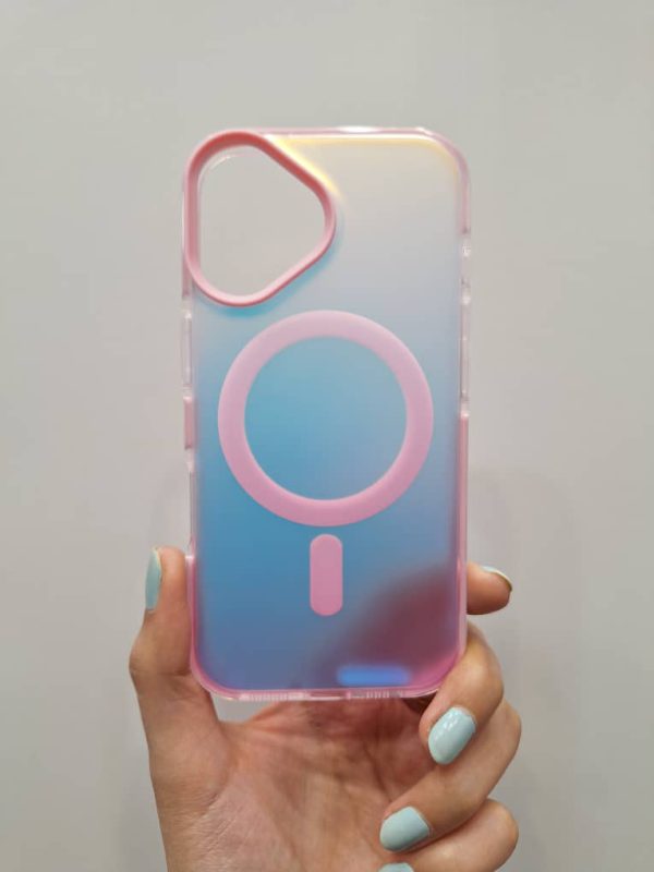 کاور هولوگرامی VIP Max مگ سیف Mag Safe رنگ صورتی مناسب برای گوشی موبایل آیفون 16 نرمال iPhone16-
