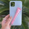 کاور گوشی موبایل آیفون 6، 7، 8، SE اس ای iPhone6- iPhone7- iPhone8- iPhoneSE طرح رود rhode رنگ طوسی Gray همراه با لیپ گلاس Lip Gloss رژلب رنگ رندوم