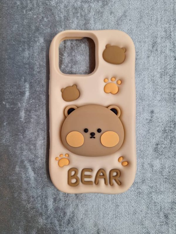 کاور خرس Bear پاپ سوکتی سیلیکونی مناسب برای گوشی موبایل آیفون 16 نرمال iPhone16-