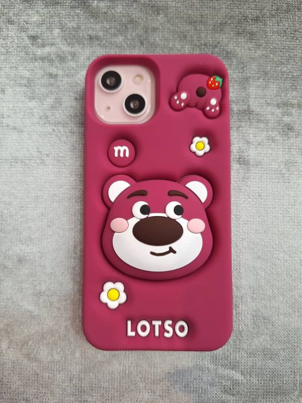 کاور خرس لاتسو Lotso Bear پاپ سوکتی سیلیکونی مناسب برای گوشی موبایل آیفون 12 نرمال و 12 پرو iPhone12- iPhone12Pro-
