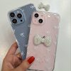 کاور گوشی موبایل آیفون 15 پرو iPhone15Pro- طرح پاپیون لاکچری شفاف اکلیلی شاینی همراه با پاپیون نگینی