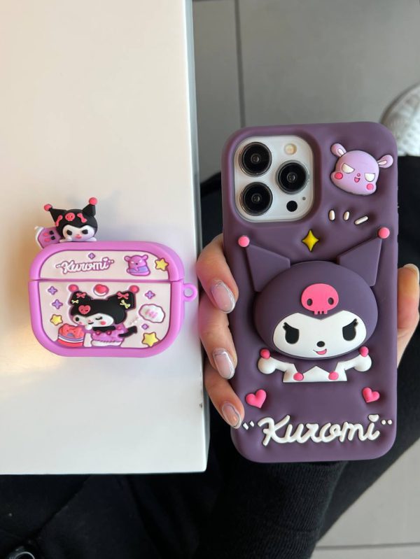 کاور گوشی موبایل آیفون 13، 14 و 15 پرو iPhone13Pro- iPhone14Pro- iPhone15Pro- طرح کورومی Kuromi پاپ سوکتی سیلیکونی