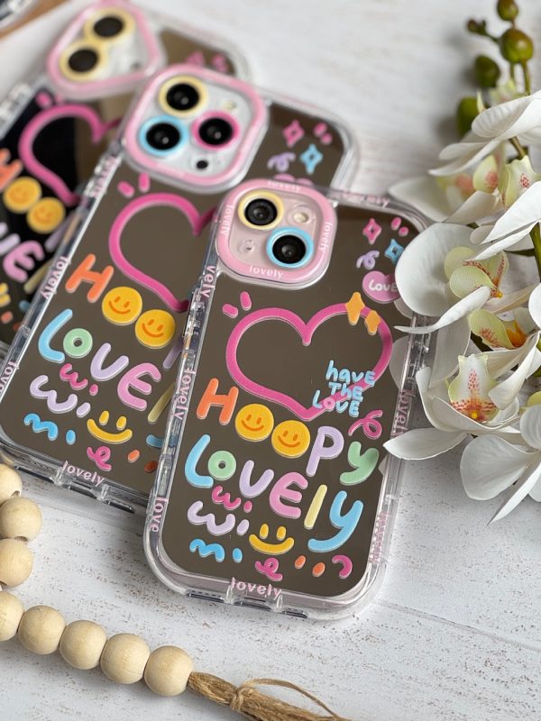 کاور گوشی موبایل آیفون 15 نرمال iPhone15- طرح قلب آینه ای - هپی لاولی Happy Lovely Heart