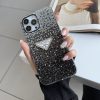 کاور گوشی موبایل آیفون 12نرمال و 12 پرو iPhone12- iPhone12Pro- طرح پرادا Prada نگین دار مشکی و نقره ای