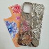 کاور گوشی موبایل آیفون 15 پرومکس iPhone15Promax طرح گل بهاری کرومی نقره ای با برگه رنگی