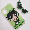کاور دختران نیرومند - پاور پاف گرلز Power Puff Girls رنگ سبز با پاپ سوکت عینکی و برگه هولوگرامی مناسب برای گوشی موبایل آیفون 13 پرومکس iPhone13Promax