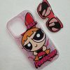 کاور دختران نیرومند - پاور پاف گرلز Power Puff Girls رنگ صورتی با پاپ سوکت عینکی و برگه هولوگرامی مناسب برای گوشی موبایل آیفون 13 پرومکس iPhone13Promax