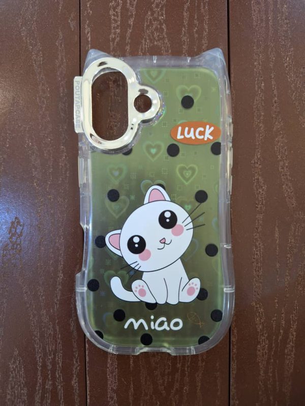 کاور شانس Luck گربه ای گوشدار هولوگرامی قلبی مناسب برای گوشی موبایل آیفون 16 نرمال iPhone16-