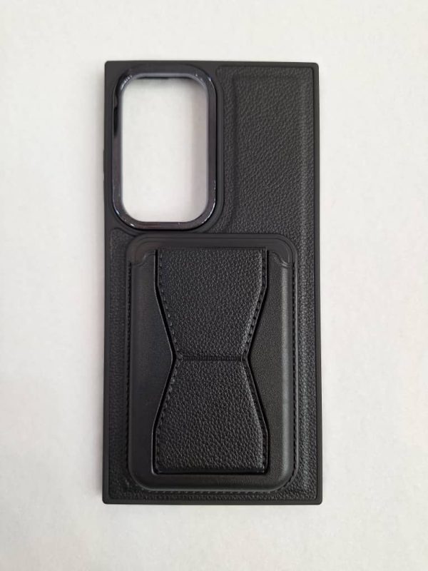 کاور گوشی موبایل سامسونگ اس 24 اولترا Samsung-S24Ultra جاکارتی دار استندشو طرح چرمی رنگ مشکی