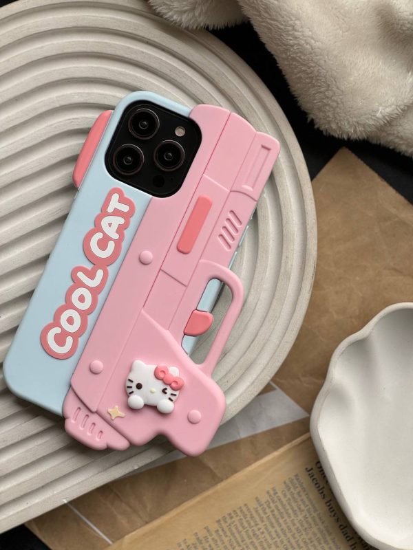 کاور تفنگ گربه هلو کیتی Hello Kitty سیلیکونی مناسب برای گوشی موبایل آیفون 12، 13، 14 و 15 پرومکس iPhone12Promax iPhone13Promax iPhone14Promax iPhone15Promax