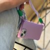کاور گوشی موبایل آیفون 14 پرومکس iPhone14Promax کیس پرو Case Pro قلاب دار بندخور با بند کوتاه رنگ یاسی
