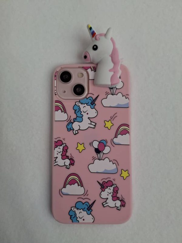 کاور یونیکورن - تک شاخ Unicorn عروسک برجسته مناسب برای گوشی موبایل آیفون 13 و 14 نرمال iPhone13- iPhone14-
