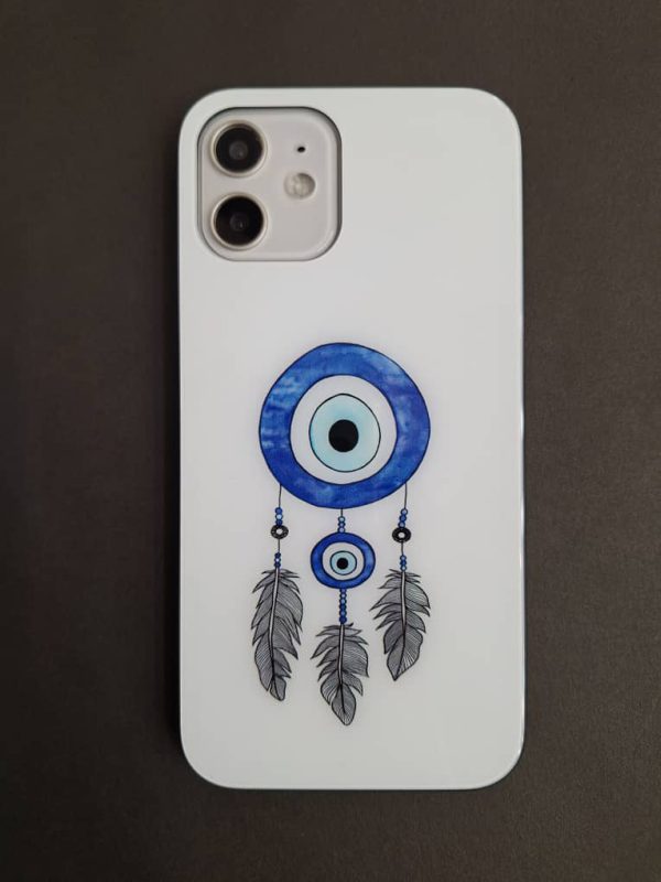 کاور دریم کچر چشم زخم Dream Catcher پشت شیشه ای مناسب برای گوشی موبایل آیفون 12 نرمال و 12 پرو iPhone12- iPhone12Pro-