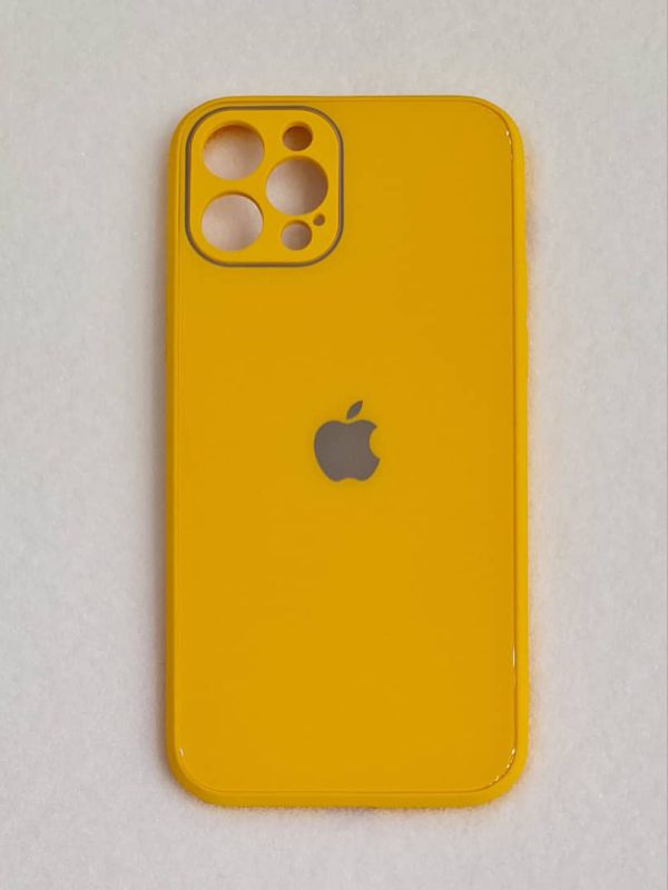 کاور پشت شیشه ای براق Glass Case رنگ زرد مناسب برای گوشی موبایل آیفون 7 و 8 نرمال و SE اس ای iPhone7- iPhone8- iPhoneSE