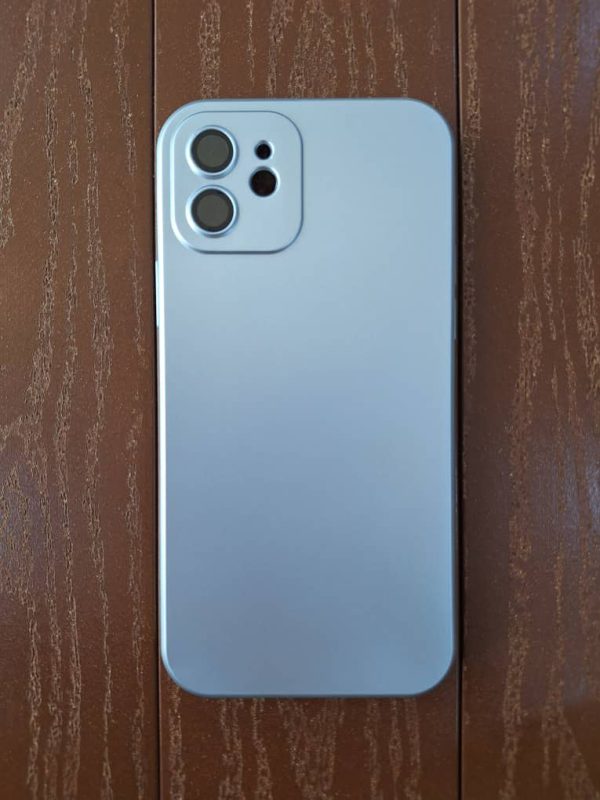 کاور براق نازک با گلس محافظ لنز رنگ آبی مناسب برای گوشی موبایل آیفون 12 نرمال iPhone12-