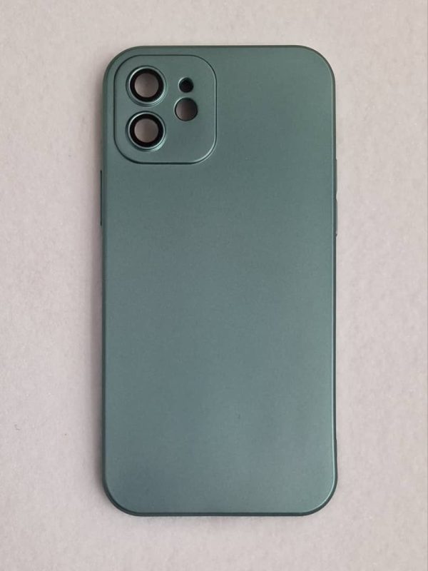 کاور براق نازک با گلس محافظ لنز رنگ سبز مناسب برای گوشی موبایل آیفون 12 نرمال iPhone12-