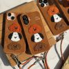 کاور گوشی موبایل آیفون 15 نرمال iPhone15- طرح پاپی - کیوت پاپی Cute Puppy پشمی با بند آویز مچی
