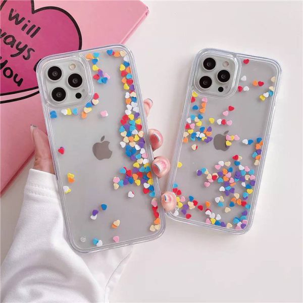کاور قلب رنگی رنگی متحرک مناسب برای گوشی موبایل آیفون 12 نرمال و 12 پرو iPhone12- iPhone12Pro-