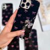 کاور پاپیون صورتی پینترستی با آویز - فون چارم مناسب برای گوشی موبایل آیفون 16 iPhone16-