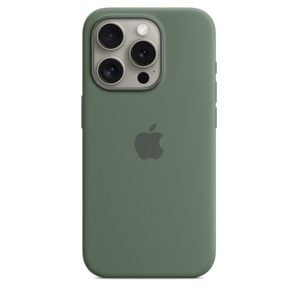 کاور گوشی موبایل آیفون 15 پرومکس iPhone15Promax سیلیکونی مگ سیف اورجینال - اصلی Original Mag Safe Silicone Case زیر بسته رنگ سبز Cypress