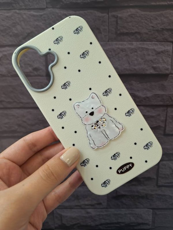 کاور سگ پاپیونی Ribbon Puppy ژله ای طرح برجسته مناسب برای گوشی موبایل آیفون 16 نرمال iPhone16-