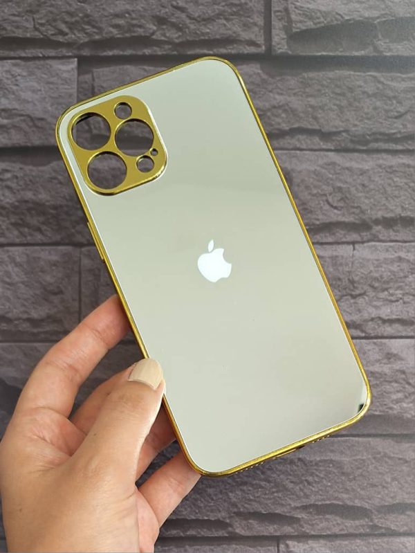کاور آینه ای دور طلایی Gold Line Mirror مناسب برای گوشی موبایل آیفون 12 پرومکس iPhone12Promax