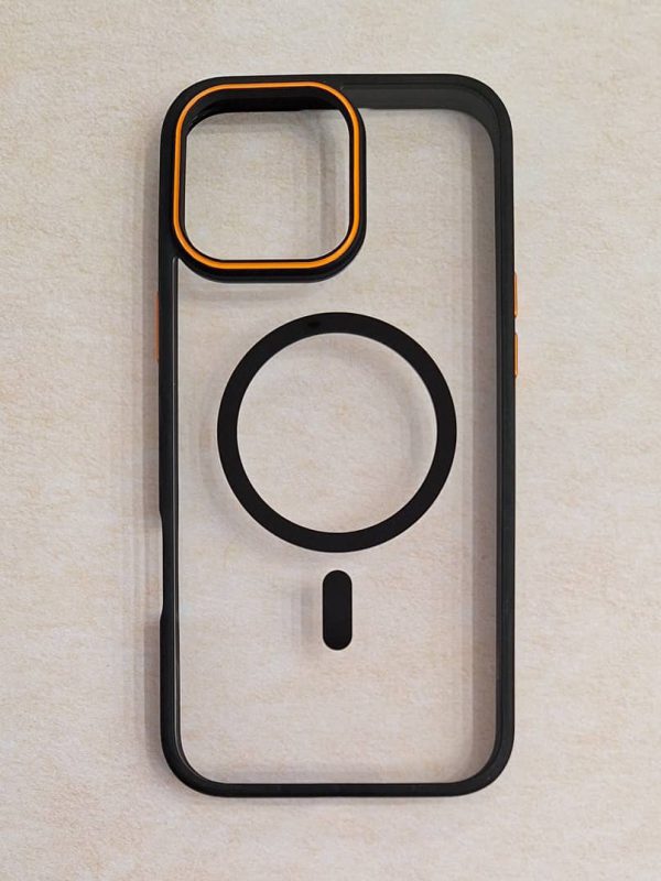 کاور Protective Case مگ سیف Mag Safe شفاف دور رنگی سیلیکونی رنگ مشکی مناسب برای گوشی موبایل آیفون 15 نرمال iPhone15-