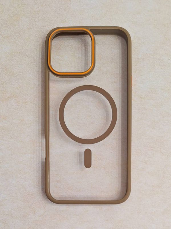 کاور Protective Case مگ سیف Mag Safe شفاف دور رنگی سیلیکونی رنگ صحرایی - دزرت Desert مناسب برای گوشی موبایل آیفون 15 نرمال iPhone15-