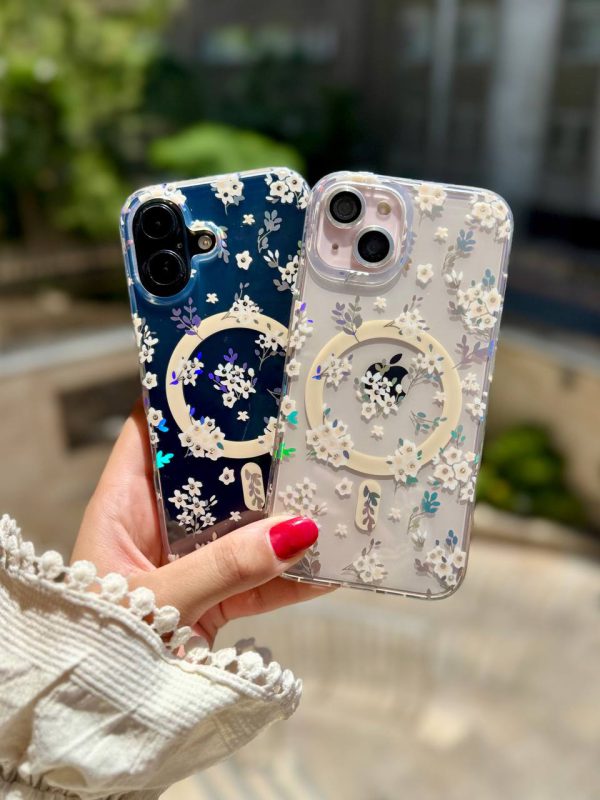 کاور شکوفه های هولوگرامی مگ سیف Mag Safe Hologram Blossom شفاف مناسب برای گوشی موبایل آیفون 16 نرمال iPhone16-