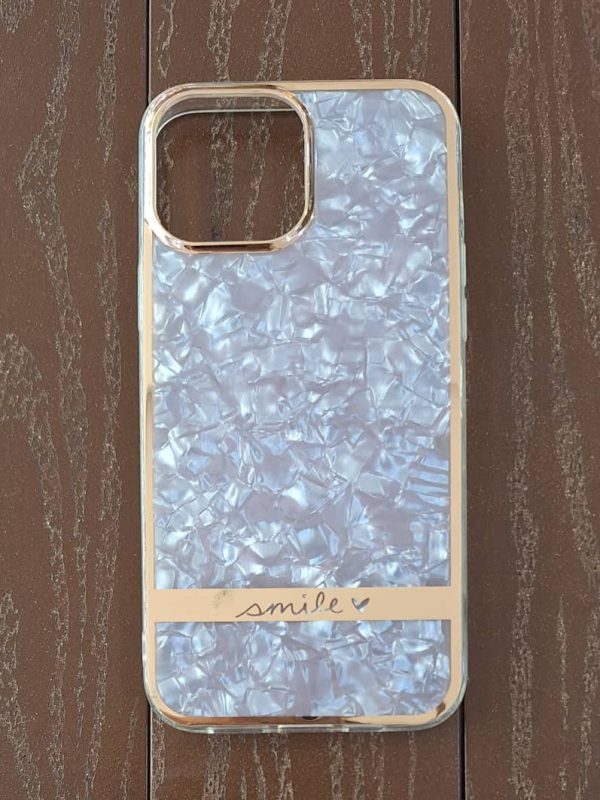 دارای خط و خش - کاور ماربل صدفی گلد لاین Smile Gold Line Marble رنگ صورتی مناسب برای گوشی موبایل آیفون 13 پرومکس iPhone13Promax