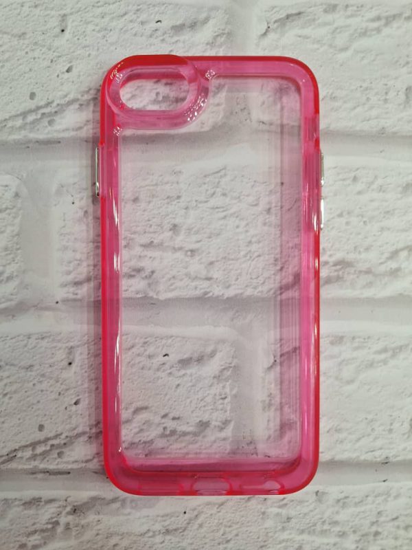 کاور شفاف دور رنگی رنگ صورتی مناسب برای گوشی آیفون 7 و 8 نرمال و SE اس ای iPhone7- iPhone8- iPhoneSE