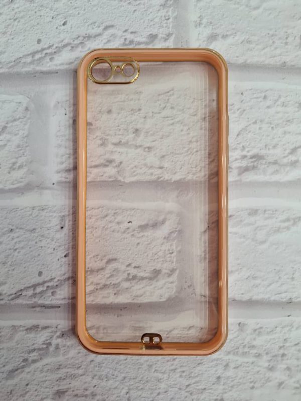 کاور گوشی موبایل آیفون 7 و 8 نرمال و SE اس ای iPhone7- iPhone8- iPhoneSE مای کیس My Case شفاف دور رنگی ژله ای رنگ صورتی