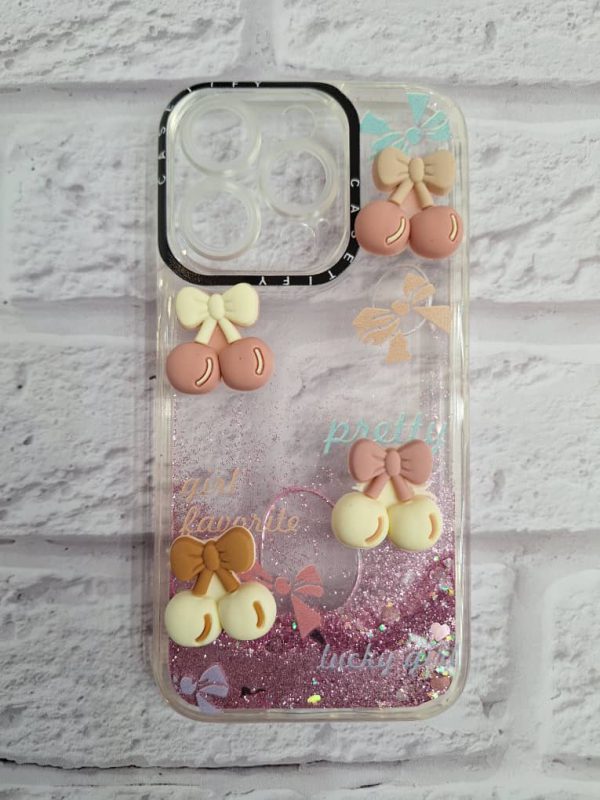 کاور گوشی موبایل آیفون 14 پرومکس iPhone14Promax طرح گیلاس آکواریومی اکلیلی Cherry Aquarium استیکر برجسته