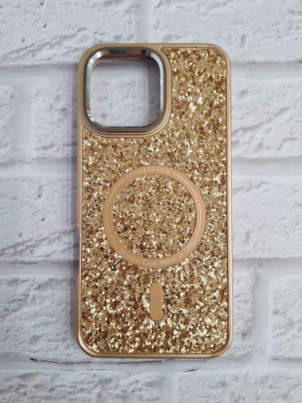 دارای خط و خش - کاور گوشی موبایل آیفون 16 پرومکس iPhone16Promax طرح اکلیلی شاینی Fech & Design مگ سیف Mag Safe