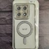 کاور گوشی موبایل شیائومی 14T می 14تی Xiaomi-14T- مگ سیف Mag Safe اکلیلی شفاف دور رنگی نگینی با گلس محافظ لنز رنگ نقره ای