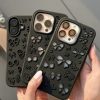 کاور گوشی موبایل آیفون 13، 14 و 15 نرمال iPhone13- iPhone14- iPhone15- طرح پاپیونی توری سیلیکونی رنگ مشکی Black Ribbon