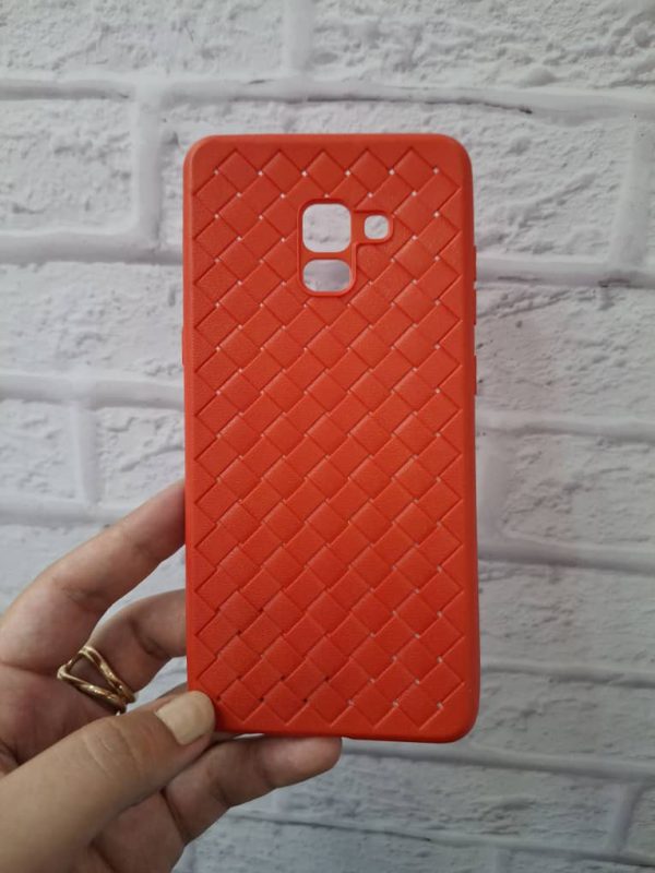 کاور گوشی موبایل سامسونگ J6 Plus جی6 پلاس Samsung-J6Plus طرح ژله ای حصیری Wicker Jelly Case رنگ قرمز